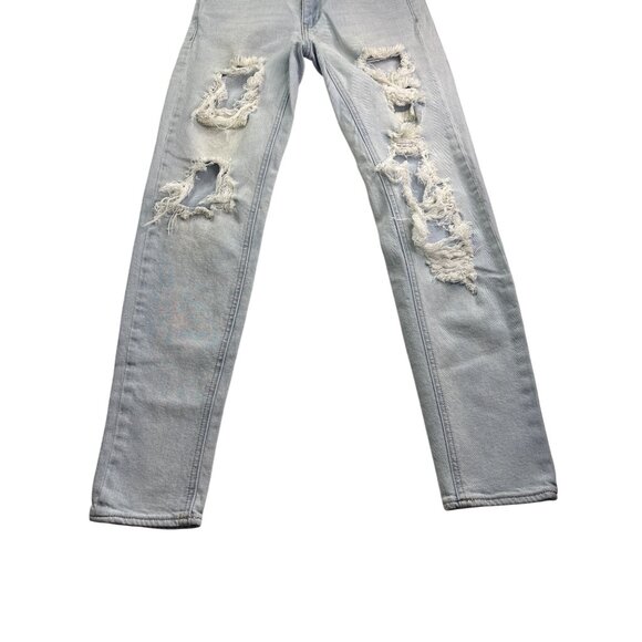 Empyre Easton Boyfriend Distressed Destroyed Ripped Light Wash Denim Jeans 0 - Picture 3 of 7